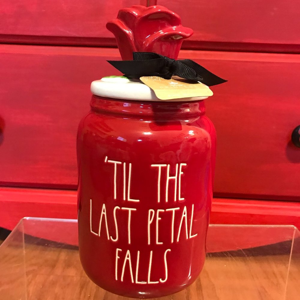Rae Dunn Disney 'Til The Last Petal Falls canister Beauty Beast Valentine's Day